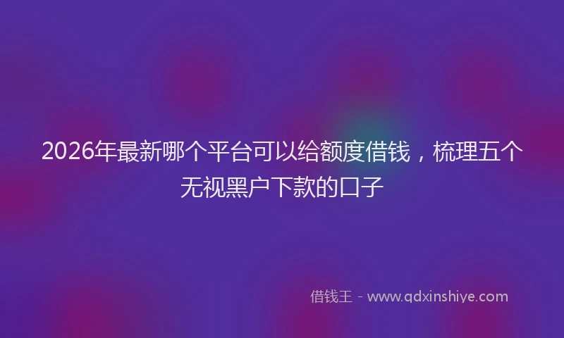 2026年最新哪个平台可以给额度借钱,梳理五个无视黑户下款的口子