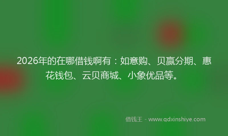 2026年的在哪借钱啊有:如意购、贝赢分期、惠花钱包、云贝商城、小象优品等。