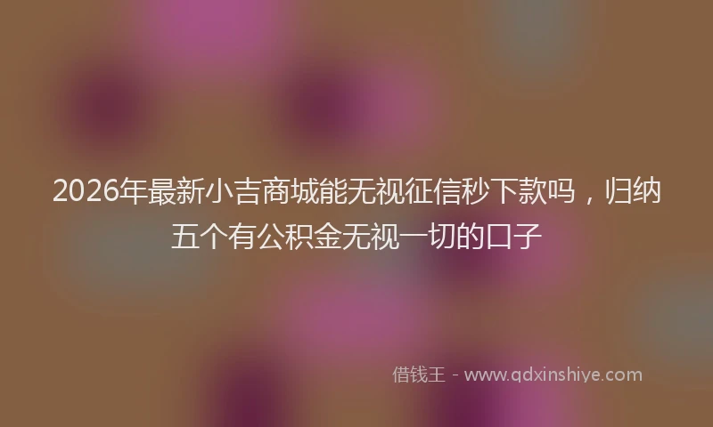2026年最新小吉商城能无视征信秒下款吗，归纳五个有公积金无视一切的口子