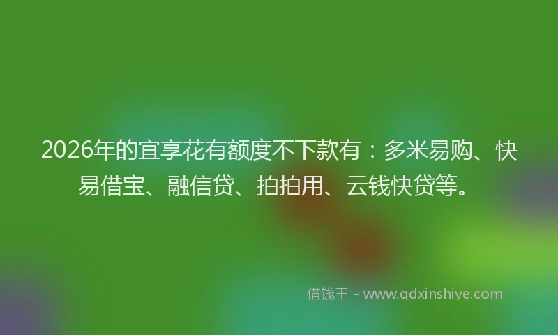 2026年的宜享花有额度不下款有：多米易购、快易借宝、融信贷、拍拍用、云钱快贷等。