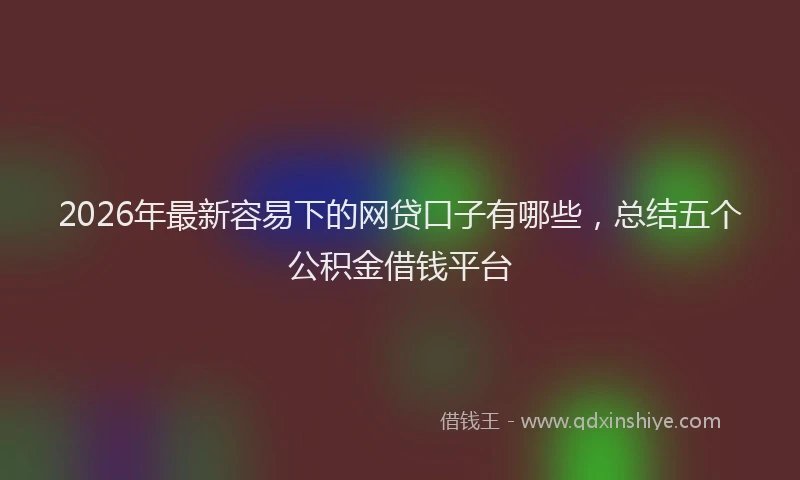 2026年最新容易下的网贷口子有哪些，总结五个公积金借钱平台