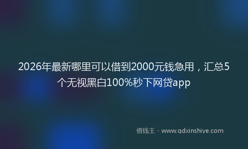 2026年最新哪里可以借到2000元钱急用，汇总5个无视黑白100%秒下网贷app