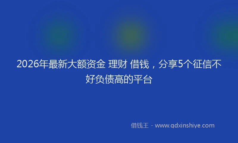 2026年最新大额资金 理财 借钱,分享5个征信不好负债高的平台