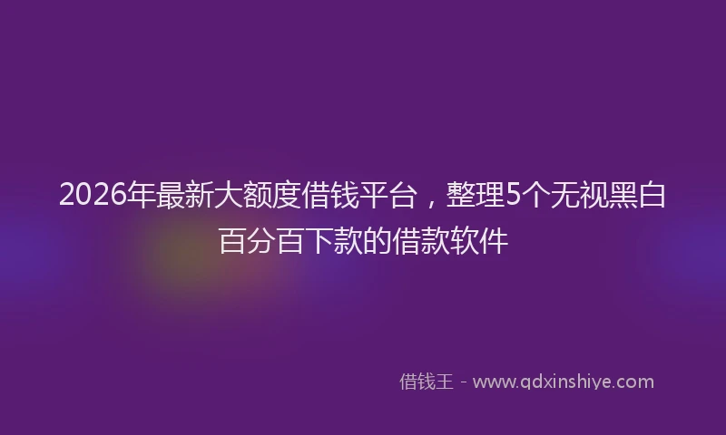 2026年最新大额度借钱平台，整理5个无视黑白百分百下款的借款软件