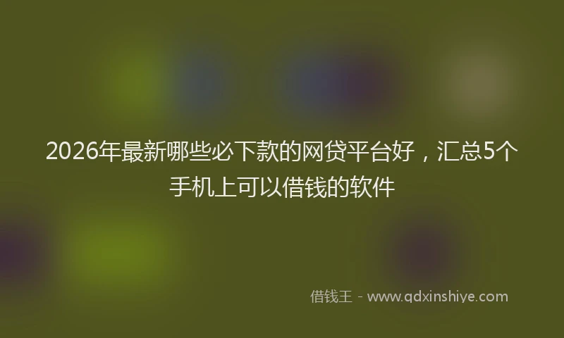 2026年最新哪些必下款的网贷平台好，汇总5个手机上可以借钱的软件