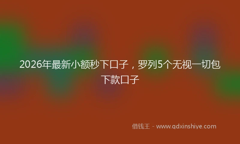 2026年最新小额秒下口子，罗列5个无视一切包下款口子