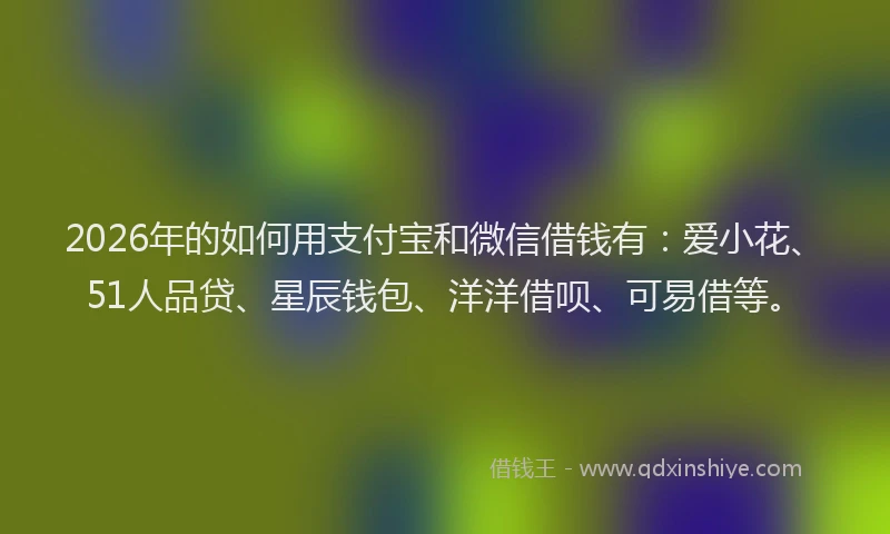 2026年的如何用支付宝和微信借钱有：爱小花、51人品贷、星辰钱包、洋洋借呗、可易借等。