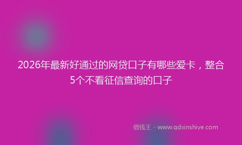 2026年最新好通过的网贷口子有哪些爱卡，整合5个不看征信查询的口子