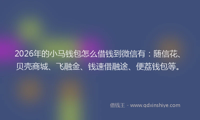 2026年的小马钱包怎么借钱到微信有：随信花、贝壳商城、飞融金、钱速借融途、便荔钱包等。