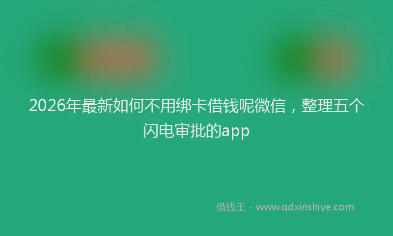 2026年最新如何不用绑卡借钱呢微信，整理五个闪电审批的app