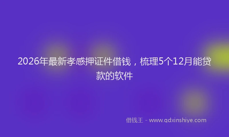2026年最新孝感押证件借钱，梳理5个12月能贷款的软件