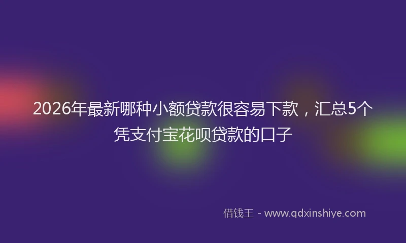 2026年最新哪种小额贷款很容易下款,汇总5个凭支付宝花呗贷款的口子
