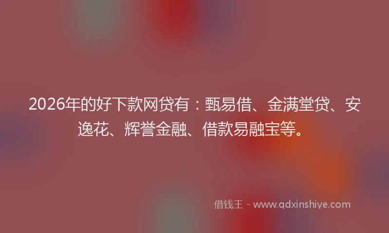 2026年的好下款网贷有：甄易借、金满堂贷、安逸花、辉誉金融、借款易融宝等。