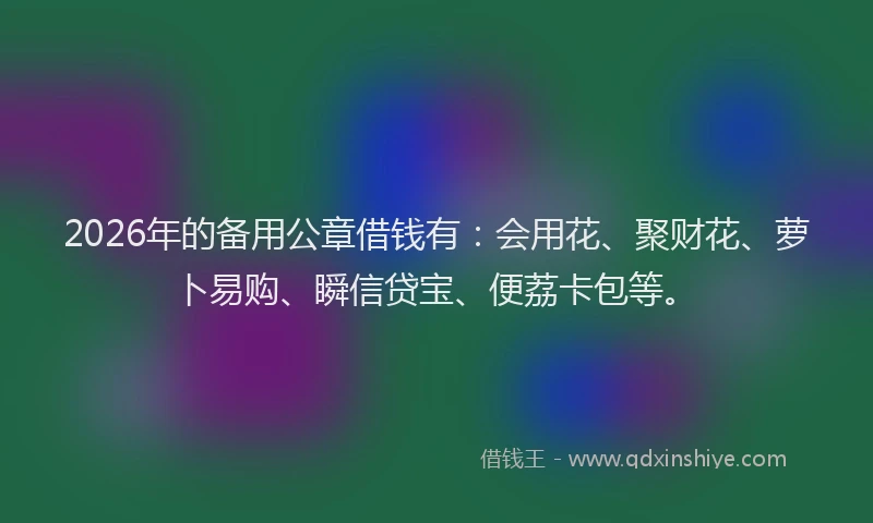2026年的备用公章借钱有：会用花、聚财花、萝卜易购、瞬信贷宝、便荔卡包等。