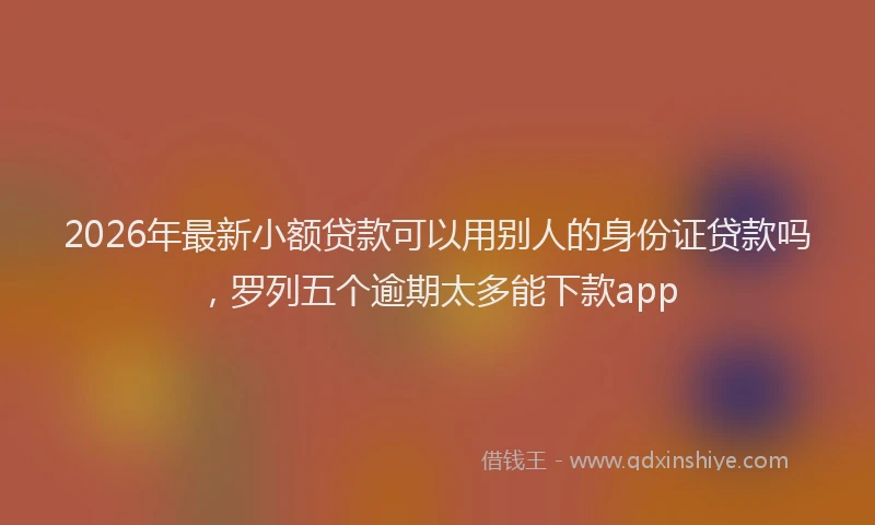 2026年最新小额贷款可以用别人的身份证贷款吗，罗列五个逾期太多能下款app