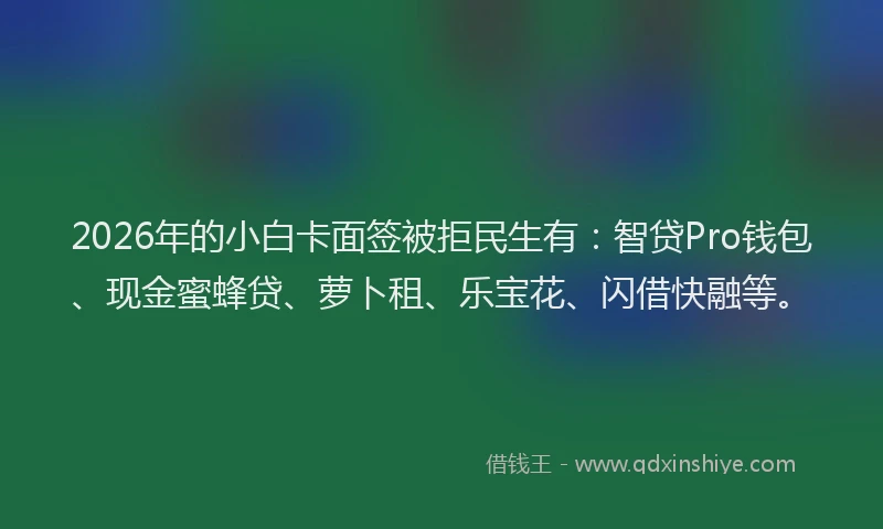 2026年的小白卡面签被拒民生有：智贷Pro钱包、现金蜜蜂贷、萝卜租、乐宝花、闪借快融等。