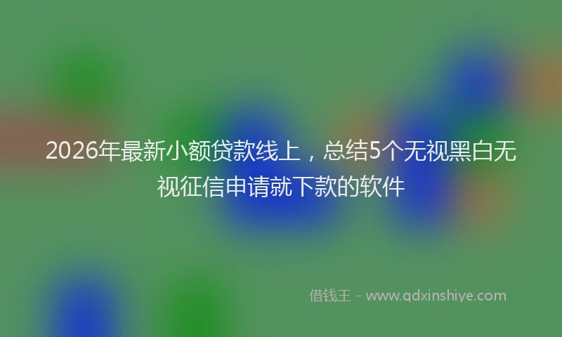 2026年最新小额贷款线上，总结5个无视黑白无视征信申请就下款的软件
