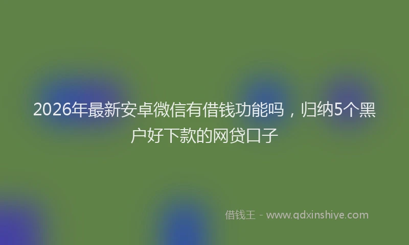 2026年最新安卓微信有借钱功能吗，归纳5个黑户好下款的网贷口子