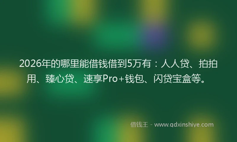2026年的哪里能借钱借到5万有：人人贷、拍拍用、臻心贷、速享Pro+钱包、闪贷宝盒等。