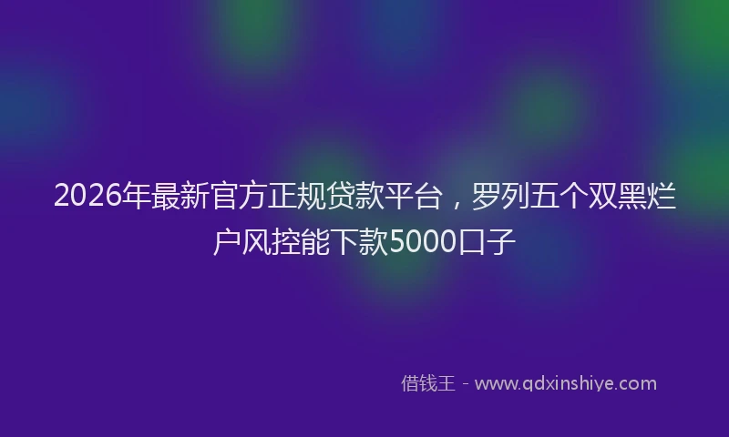 2026年最新官方正规贷款平台，罗列五个双黑烂户风控能下款5000口子