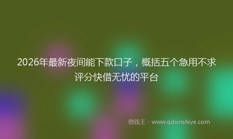 2026年最新夜间能下款口子，概括五个急用不求评分快借无忧的平台