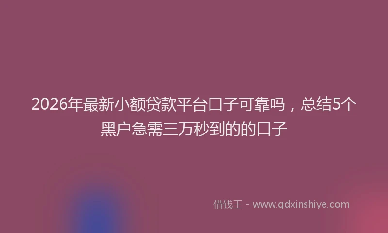 2026年最新小额贷款平台口子可靠吗，总结5个黑户急需三万秒到的的口子