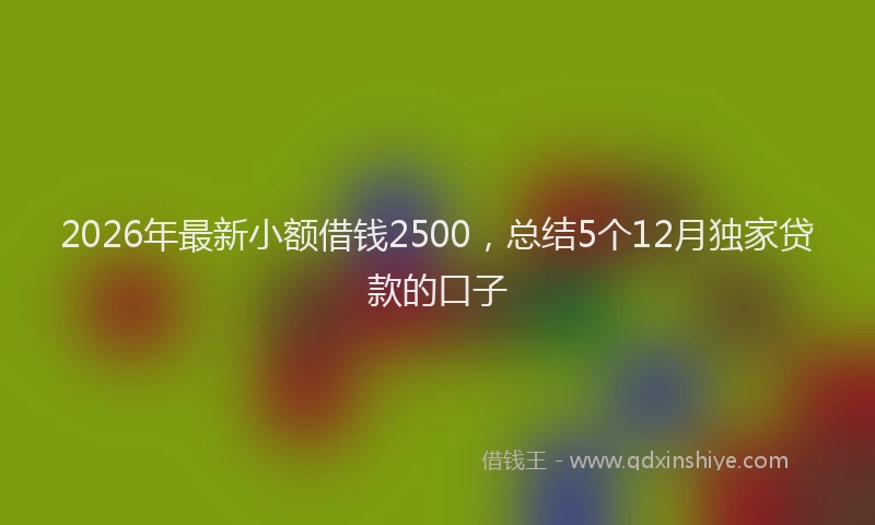 2026年最新小额借钱2500，总结5个12月独家贷款的口子