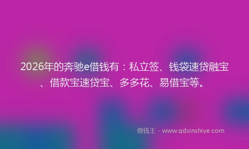 2026年的奔驰e借钱有:私立签、钱袋速贷融宝、借款宝速贷宝、多多花、易借宝等。
