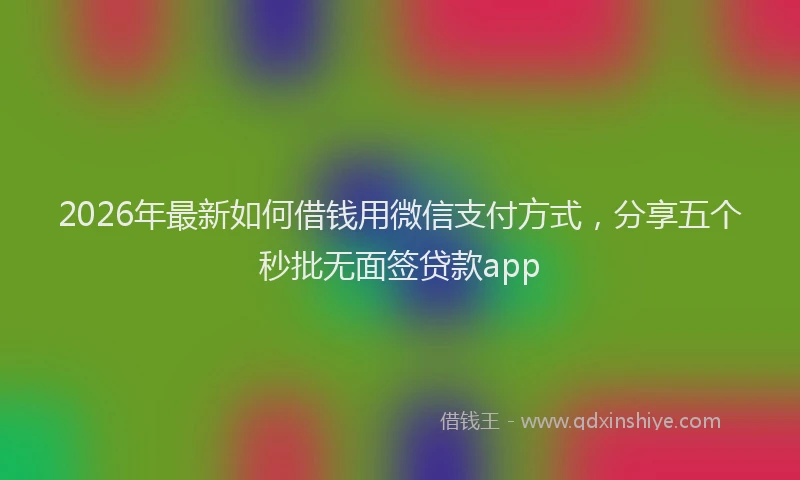 2026年最新如何借钱用微信支付方式，分享五个秒批无面签贷款app