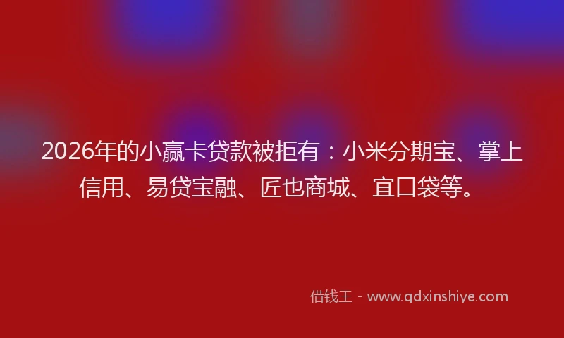 2026年的小赢卡贷款被拒有：小米分期宝、掌上信用、易贷宝融、匠也商城、宜口袋等。