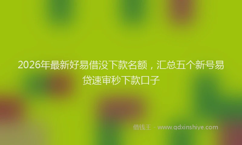 2026年最新好易借没下款名额，汇总五个新号易贷速审秒下款口子