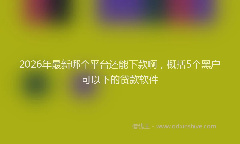 2026年最新哪个平台还能下款啊，概括5个黑户可以下的贷款软件