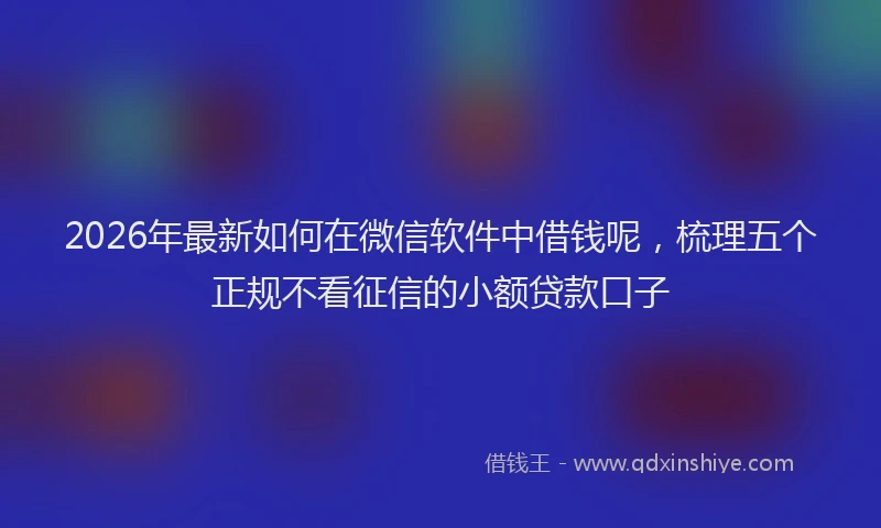 2026年最新如何在微信软件中借钱呢，梳理五个正规不看征信的小额贷款口子