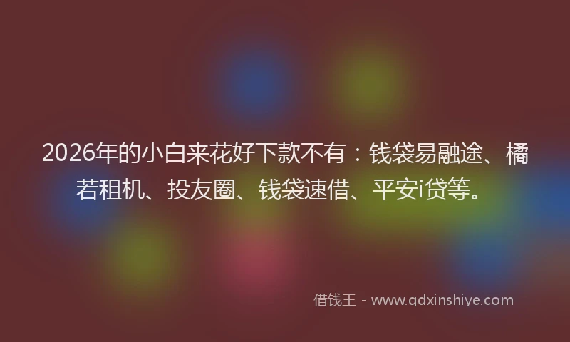 2026年的小白来花好下款不有：钱袋易融途、橘若租机、投友圈、钱袋速借、平安i贷等。