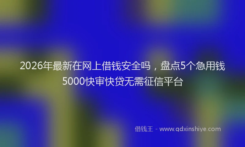 2026年最新在网上借钱安全吗,盘点5个急用钱5000快审快贷无需征信平台