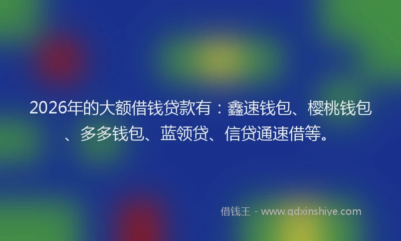 2026年的大额借钱贷款有：鑫速钱包、樱桃钱包、多多钱包、蓝领贷、信贷通速借等。