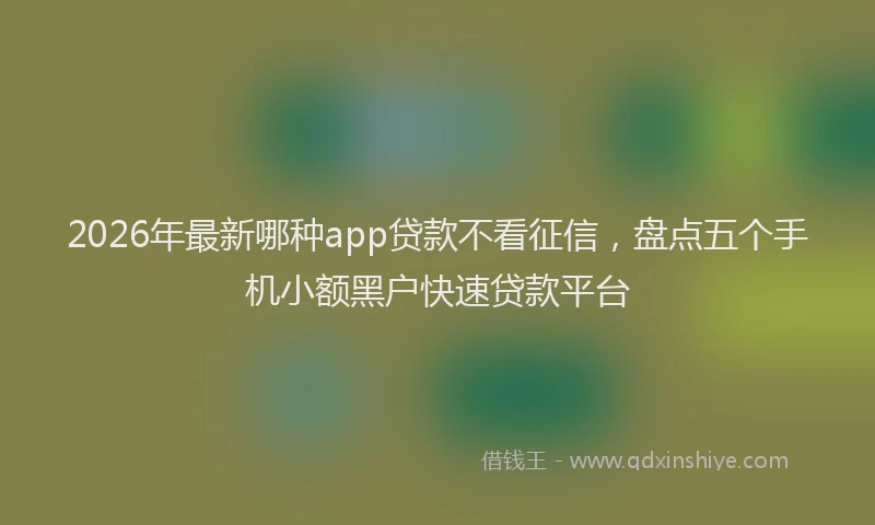 2026年最新哪种app贷款不看征信,盘点五个手机小额黑户快速贷款平台