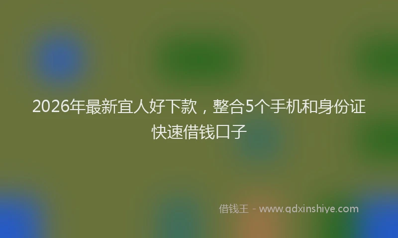 2026年最新宜人好下款，整合5个手机和身份证快速借钱口子