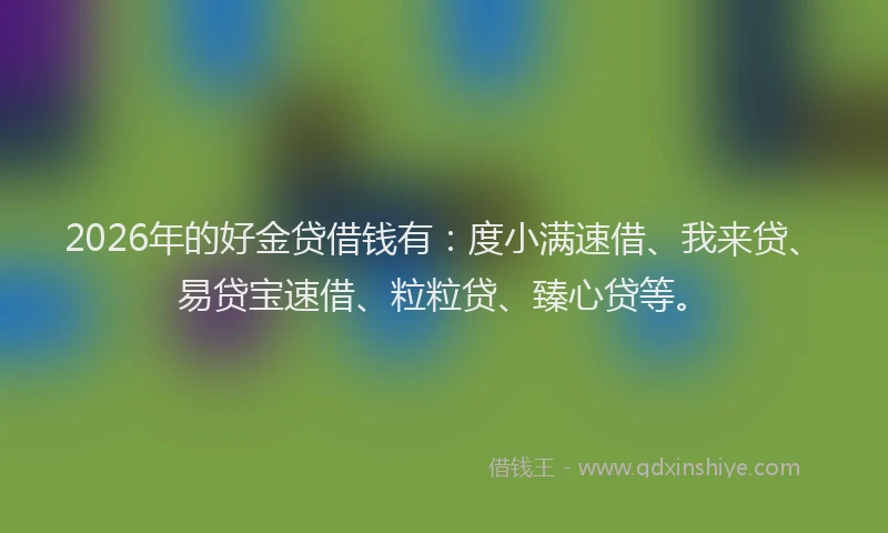 2026年的好金贷借钱有：度小满速借、我来贷、易贷宝速借、粒粒贷、臻心贷等。