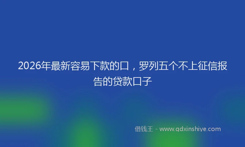 2026年最新容易下款的口，罗列五个不上征信报告的贷款口子
