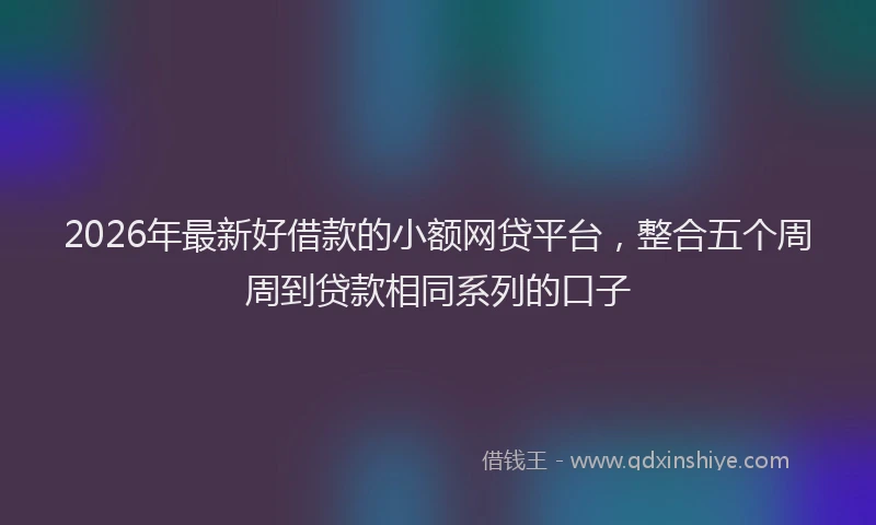 2026年最新好借款的小额网贷平台，整合五个周周到贷款相同系列的口子