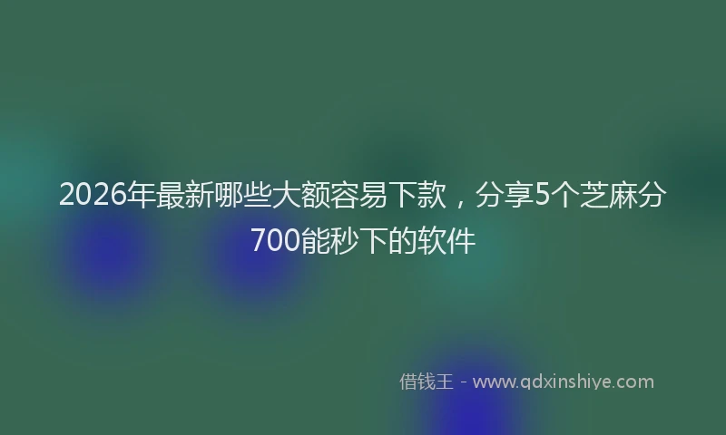 2026年最新哪些大额容易下款，分享5个芝麻分700能秒下的软件