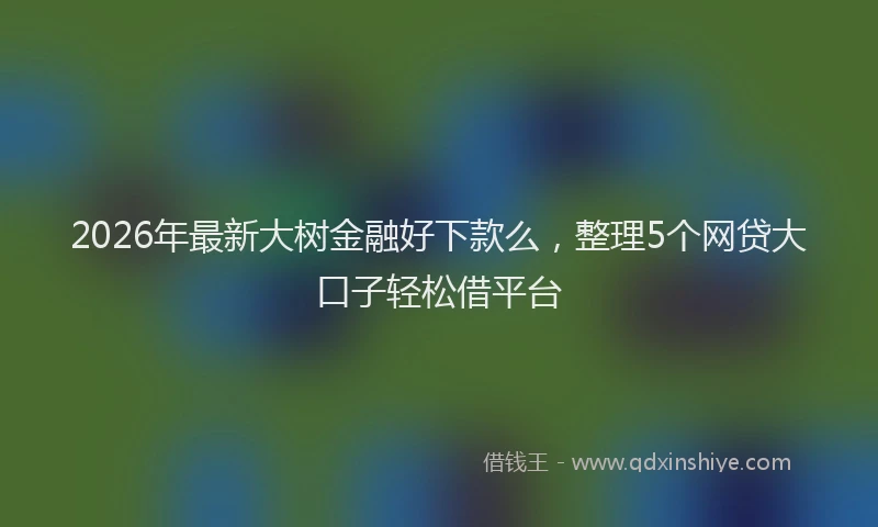 2026年最新大树金融好下款么,整理5个网贷大口子轻松借平台