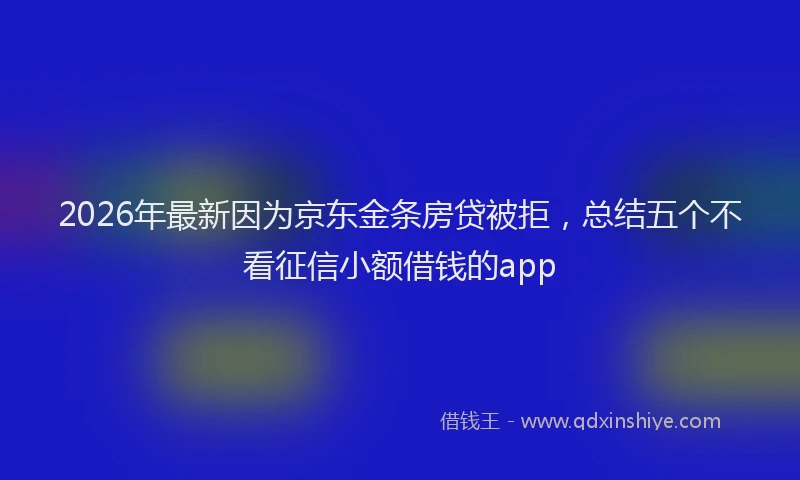 2026年最新因为京东金条房贷被拒，总结五个不看征信小额借钱的app