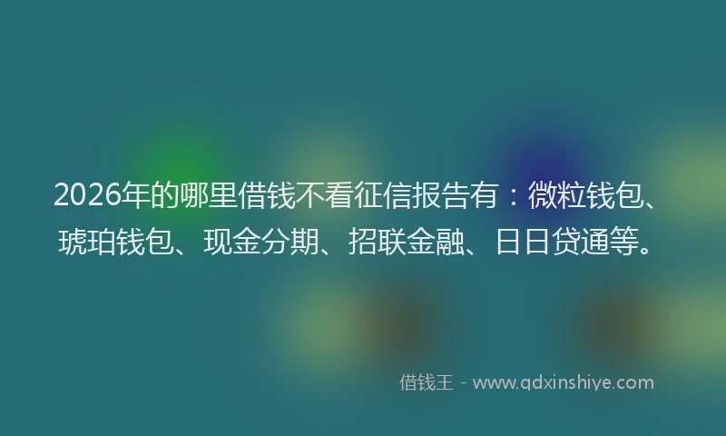 2026年的哪里借钱不看征信报告有:微粒钱包、琥珀钱包、现金分期、招联金融、日日贷通等。
