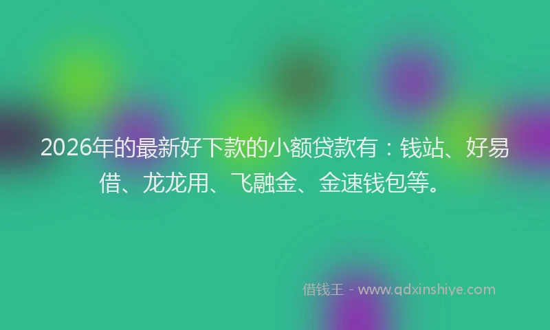 2026年的最新好下款的小额贷款有：钱站、好易借、龙龙用、飞融金、金速钱包等。