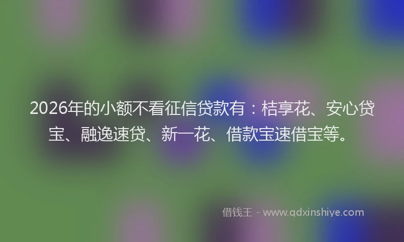 2026年的小额不看征信贷款有：桔享花、安心贷宝、融逸速贷、新一花、借款宝速借宝等。