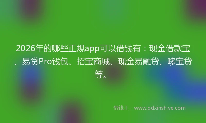 2026年的哪些正规app可以借钱有：现金借款宝、易贷Pro钱包、招宝商城、现金易融贷、哆宝贷等。