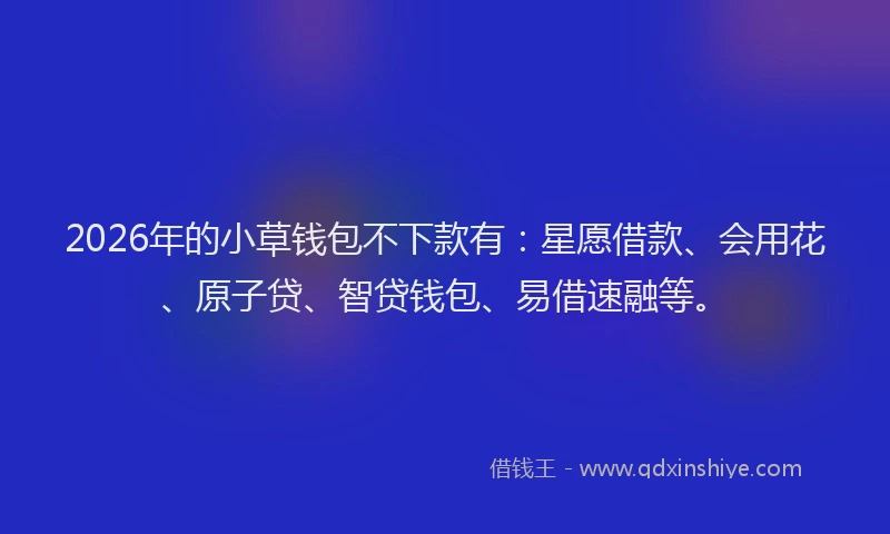 2026年的小草钱包不下款有：星愿借款、会用花、原子贷、智贷钱包、易借速融等。