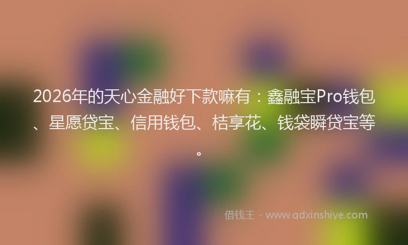 2026年的天心金融好下款嘛有：鑫融宝Pro钱包、星愿贷宝、信用钱包、桔享花、钱袋瞬贷宝等。